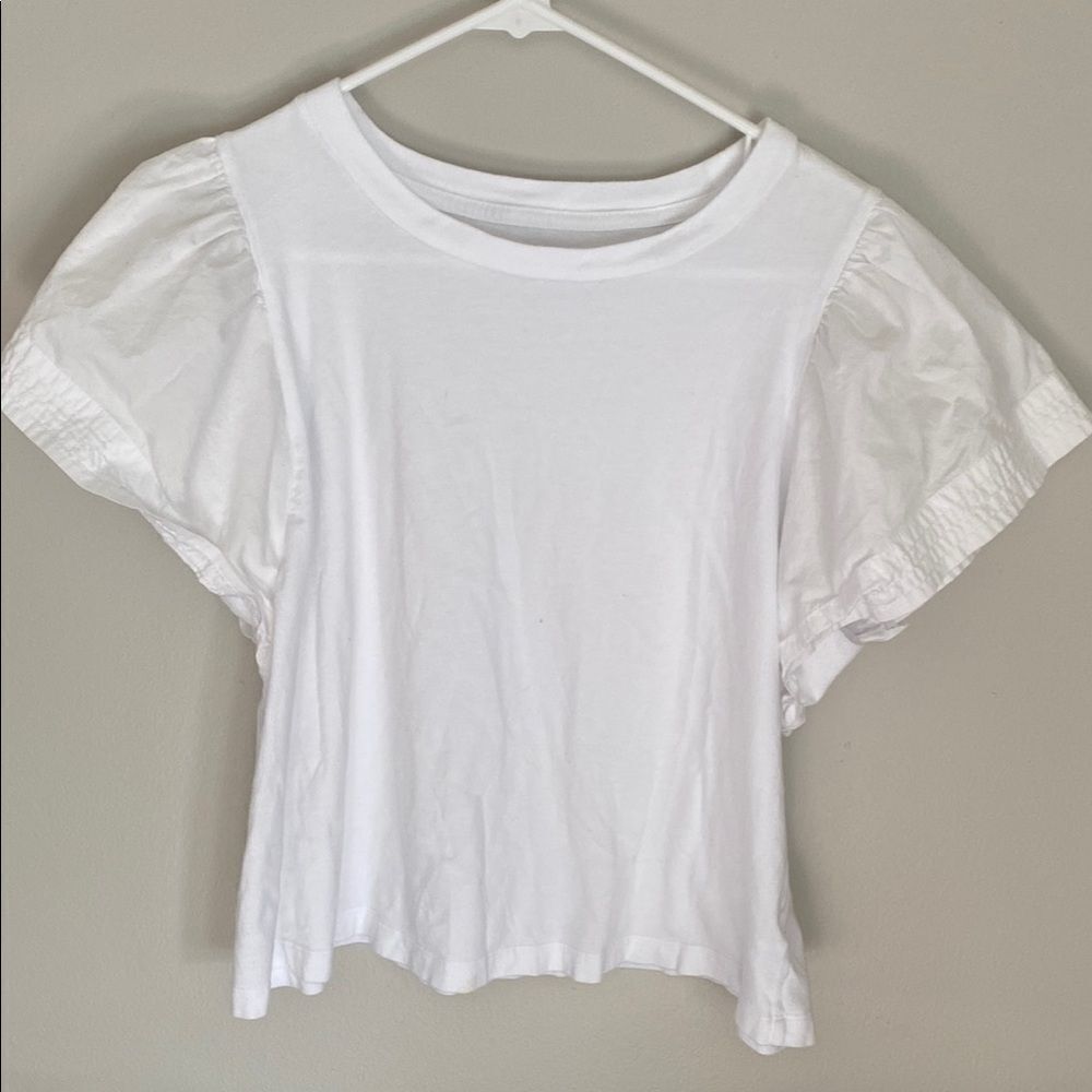 Old Navy White Puff Sleeve Women's Top Size Large.